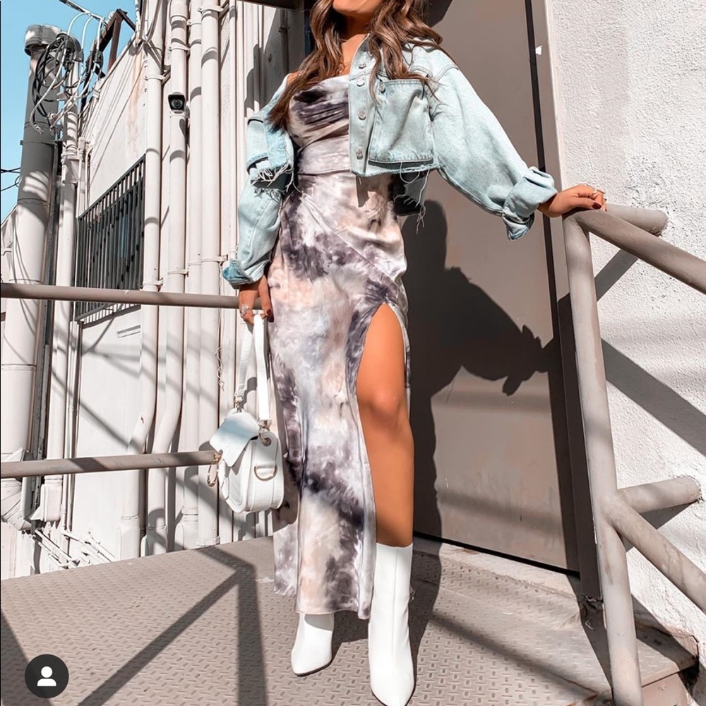 Sold out Tie dye maxi dress high slit revolve